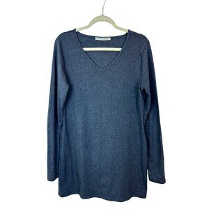 Peruvian Connection Pullover Top V-Neck Tunic Women's L Gray L Pima Cotton